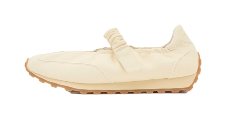 Light yellow Mary Jane low-top shoes with top strap and padded collar