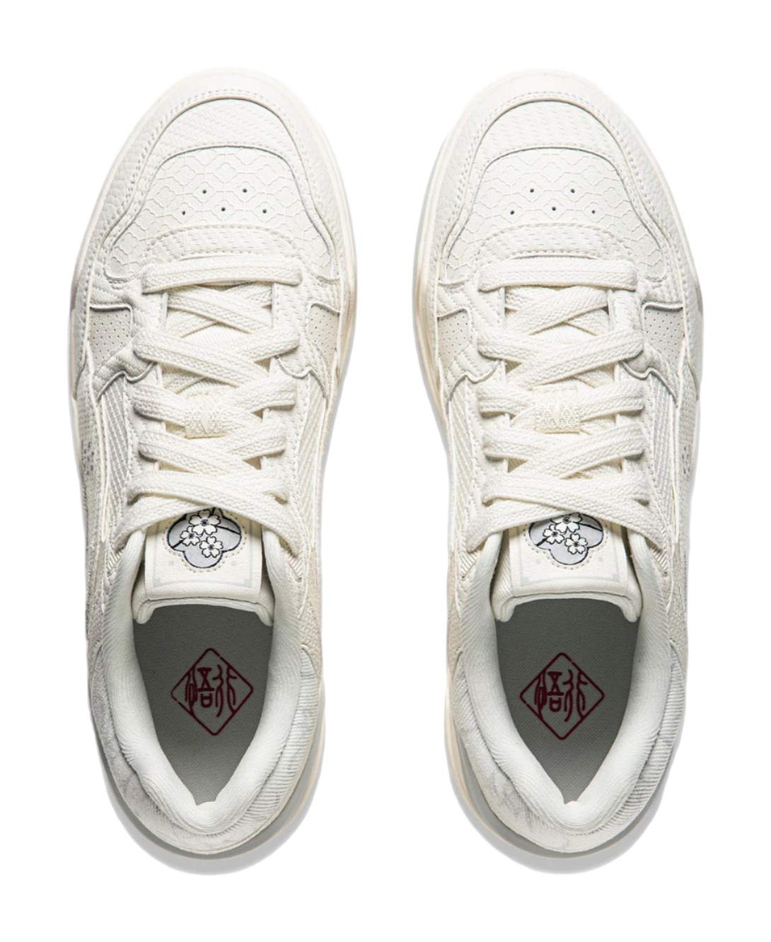 LiNing Moon White 2.0 Anti Slip Wear Resistant Breathable Height Increasing Low Top Skateboard Shoes Men's Ecru 