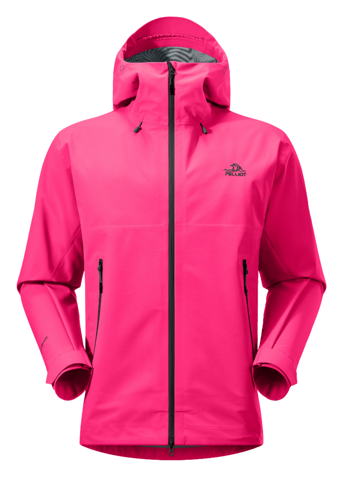 Unisex hard shell windbreaker jacket in hot pink with hood and full front zipper