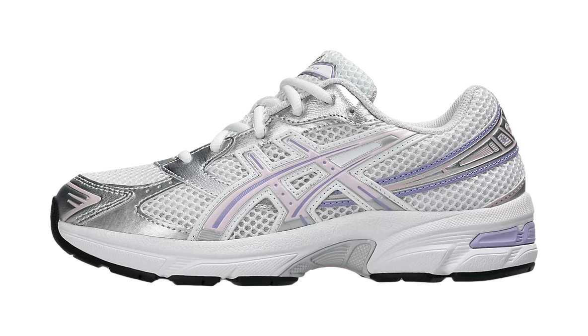ASICS Gel 1130 Synthetic Leather Cushioning Support Low top Kids Running Shoes White Silver Teenagers  vjsneaker.com