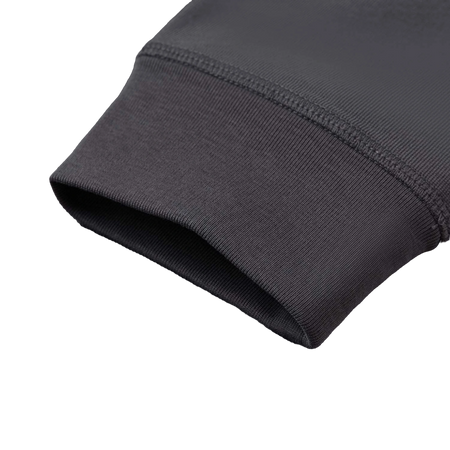 Gray ribbed sleeve cuff close-up with tight binding