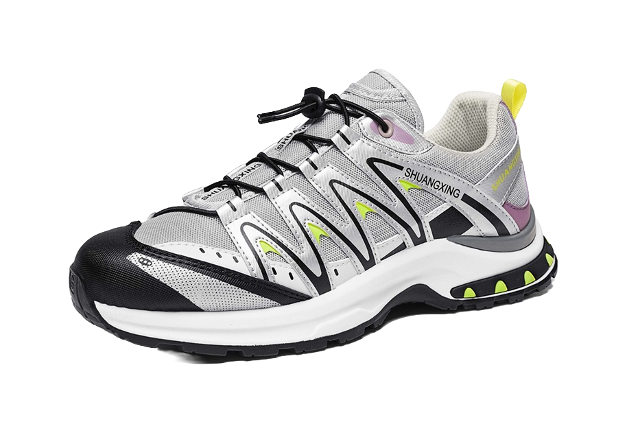 Double Star Outdoor Sports and Leisure Trendy Versatile Shock Absorbent Anti slip Breathable Lightweight Low cut Mountaineering and Hiking Shoes for Men, Black Silver Green