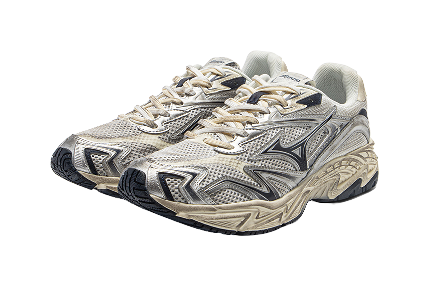 Mizuno Adventure Cushioning, Wear Resistant Low top Chunky Sneakers Unisex Beige Silver  vjsneaker.com