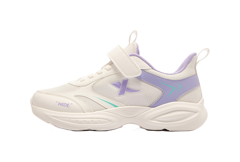 XTEP Health Growth Rebound Support Breathable Slip Resistant Low top Running Shoes Sail White Taro Purple 33 40 Kids' 