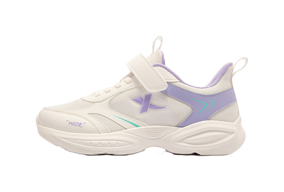 XTEP Health Growth Rebound Support Breathable Slip Resistant Low top Running Shoes Sail White Taro Purple 33 40 Kids' 