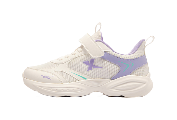 XTEP Health Growth Rebound Support Breathable Slip Resistant Low top Running Shoes Sail White Taro Purple 33 40 Kids' 