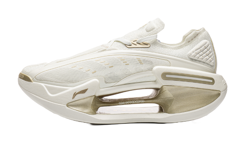 Li Ning Shadow 4 low-top running shoes, ivory with gold apricot accents