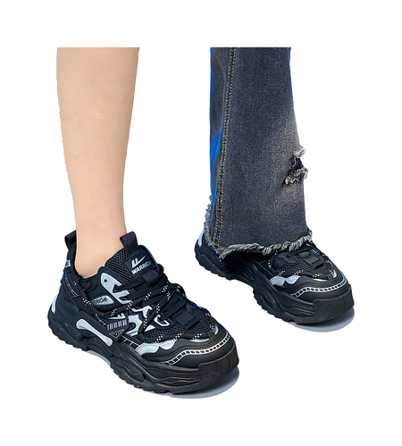 Warrior Abrasion Resistant Breathable Height Increasing Low top Chunky Sneakers Mens  vjsneaker.com