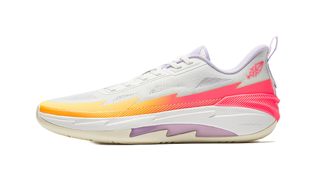 Anta Light Cavalry 10 unisex basketball shoe, white with orange and pink accents