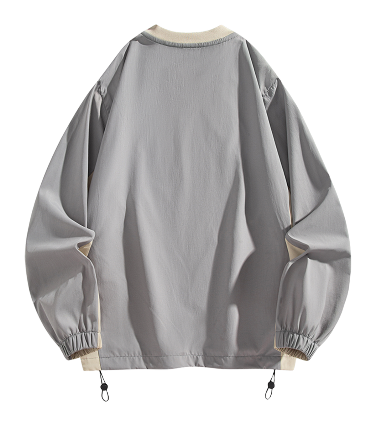 Warrior Revival Cloud Sail Series American Trendy College Style Contrast Ribbed Bottom Adjustable Smiling Face Letter Printed Loose Casual Versatile Hoodie Bottom Shirt Outer Wear Inner Wear Hoodie Long Sleeve T-shirt Unisex  vjsneaker.com