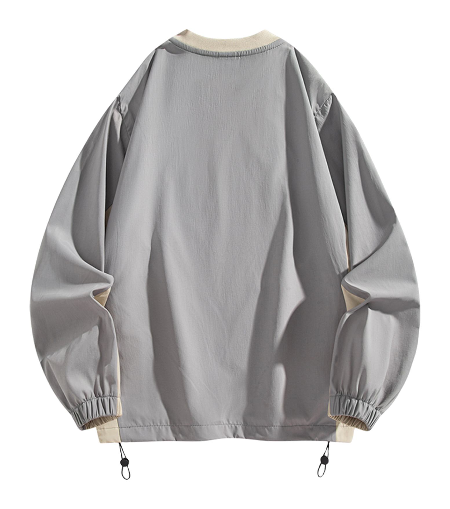 Warrior Revival Cloud Sail Series American Trendy College Style Contrast Ribbed Bottom Adjustable Smiling Face Letter Printed Loose Casual Versatile Hoodie Bottom Shirt Outer Wear Inner Wear Hoodie Long Sleeve T-shirt Unisex  vjsneaker.com