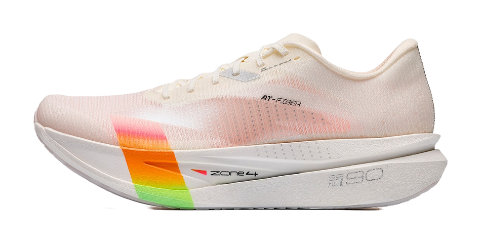 ANTA Running Shoes Mens Low Top Ivory White/Fluorescent Mango Orange/Silver