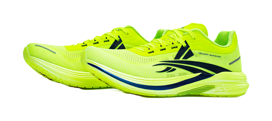 Unisex running shoes in neon green with black logo and lace-up closure