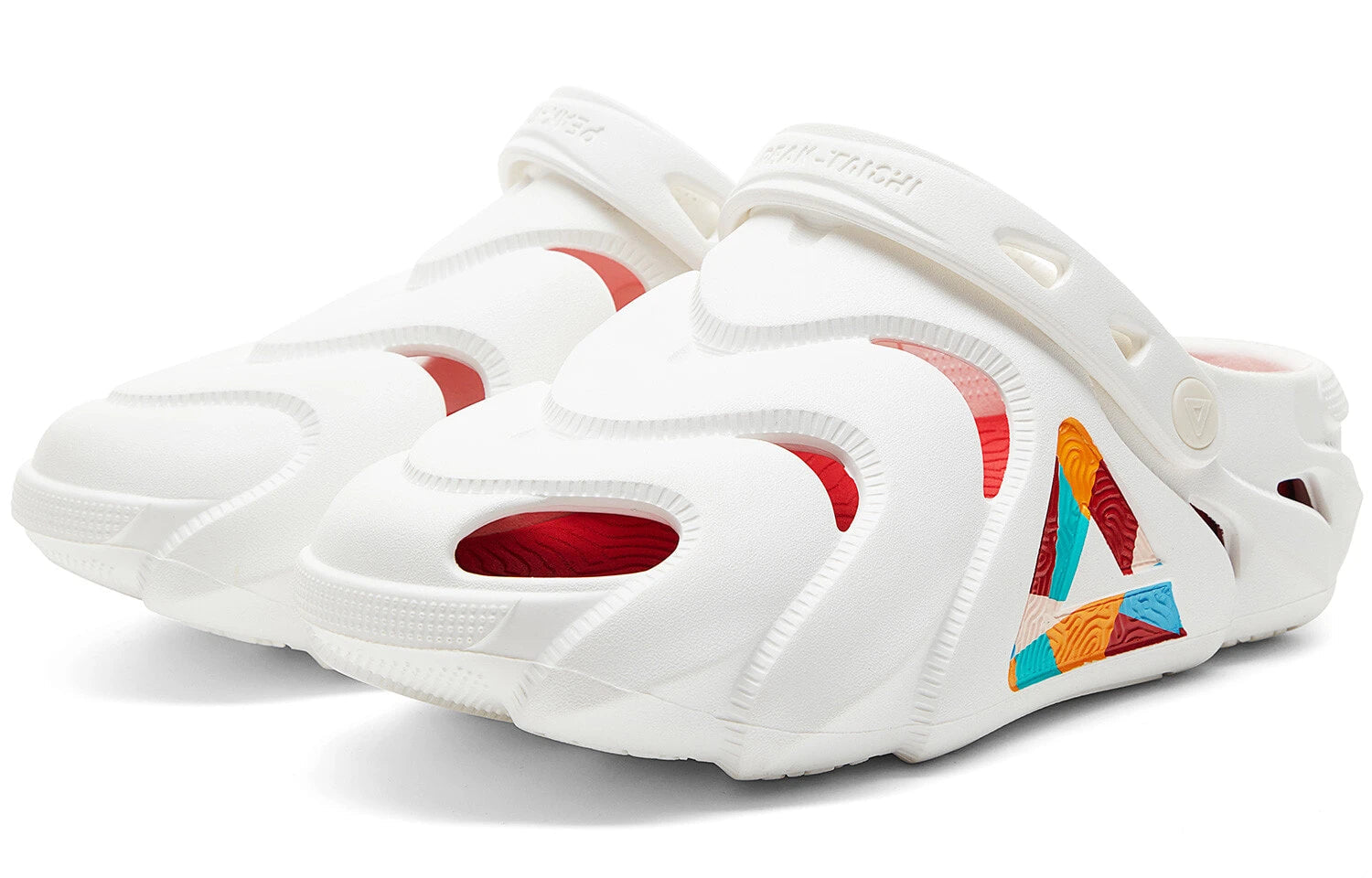 PEAK Men's Taichi Kunpeng Clog Sandals - Breathable EVA Slides with Memory Foam (Ivory/Red)  vjsneaker.com