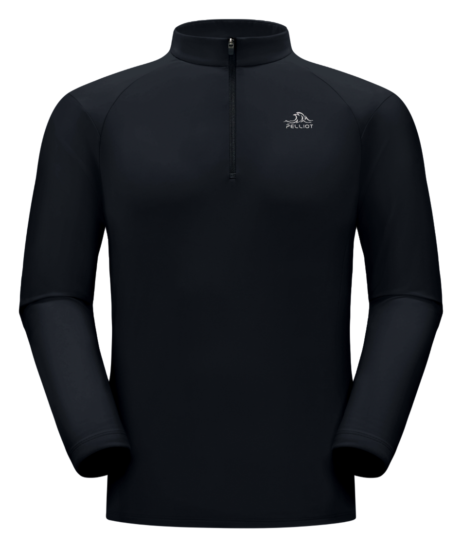 Boxi and PELLIOT Outdoor Cycling Plush Leisure Sports Warm Silver Ion Antibacterial Mountaineering Half Zipper Stand up Collar Top Lightweight, Comfortable, Fashionable, Versatile, Daily Commuter Long Sleeve Hoodie T-shirt for Men  vjsneaker.com