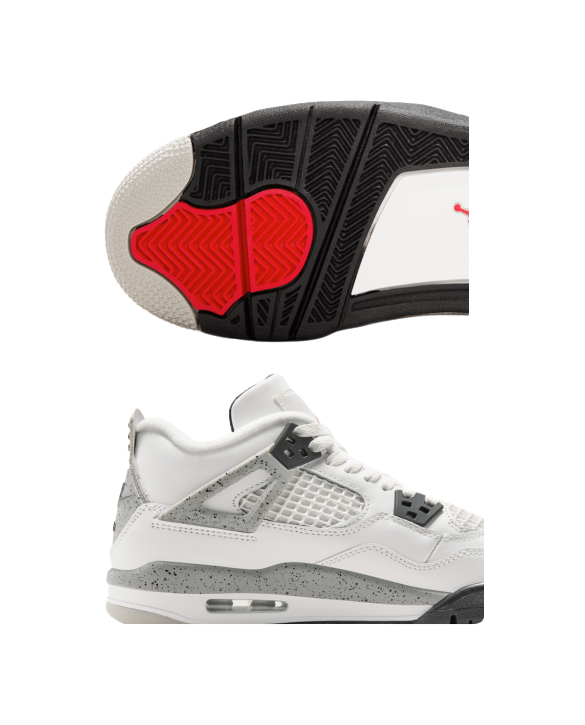 Jordan Air Jordan 4 Slip Resistant Abrasion Resistant Mid top Childrens Basketball Shoes White Black Unisex  VJSNEAKER