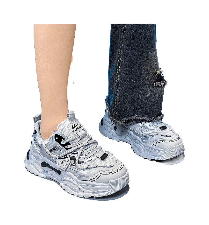 Warrior Abrasion Resistant Breathable Height Increasing Low top Chunky Sneakers Mens  vjsneaker.com
