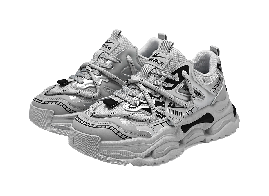 Warrior Abrasion Resistant Breathable Height Increasing Low top Chunky Sneakers Mens  vjsneaker.com