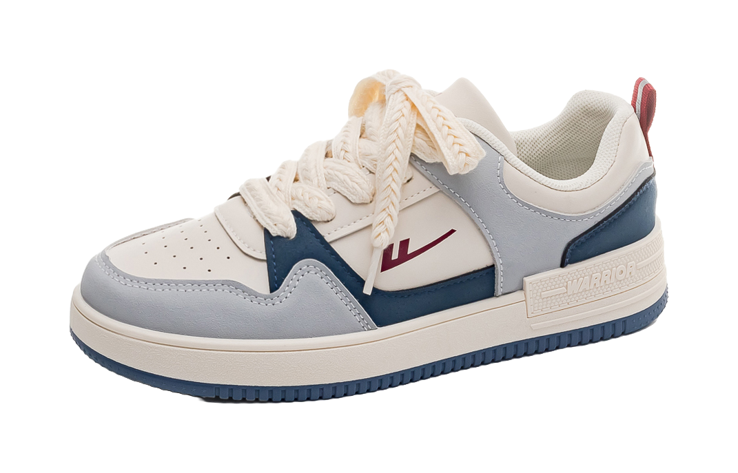 Warrior Slip Resistant, Abrasion Resistant, Lightweight, Breathable Low top Skateboard Shoes Unisex Beige Blue 