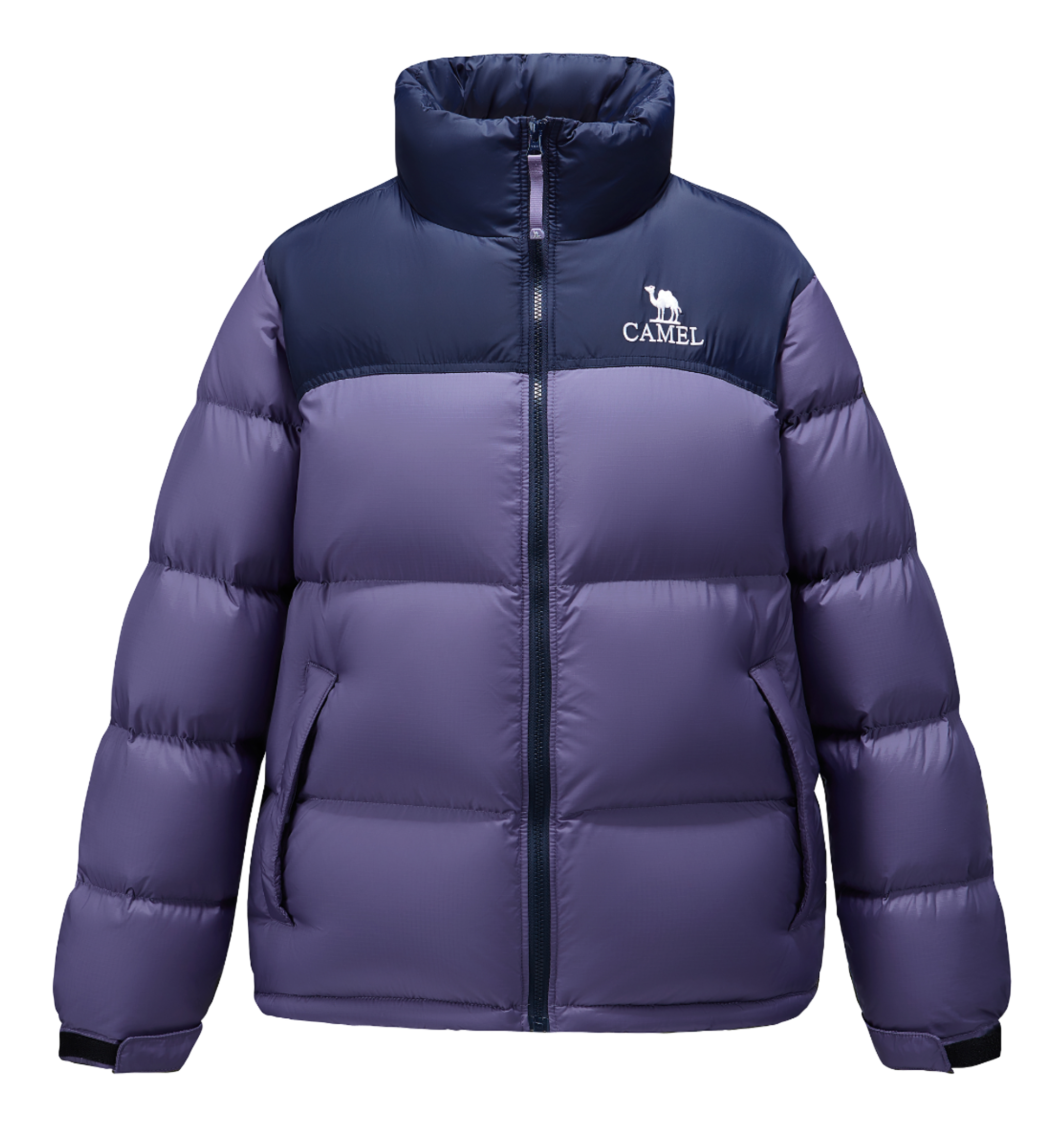CAMEL Outdoor Color Block Soft Windproof Cold Resistant Down Jacket Unisex  vjsneaker.com