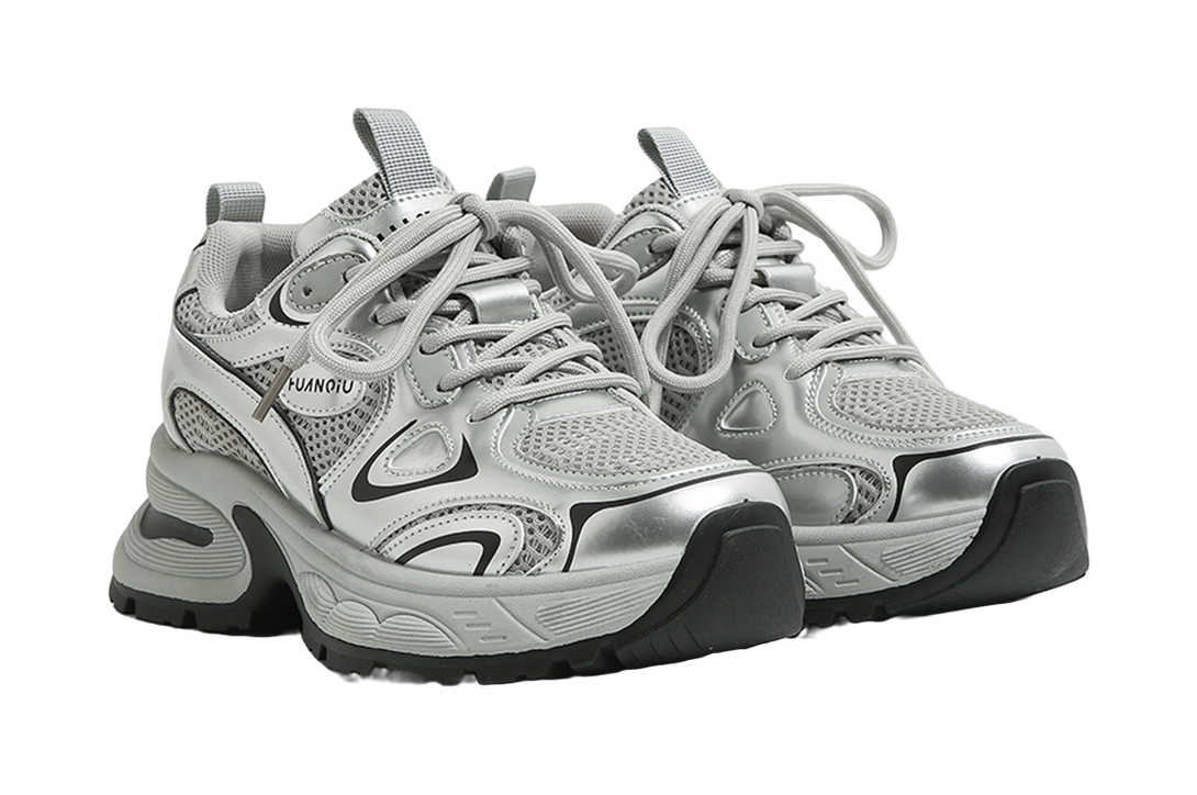 HUANQIU Cushioning, Slip Resistant, Abrasion Resistant, Breathable, Height Increasing Low top Chunky Sneakers Women's 