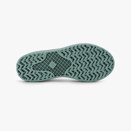 Green 3D-printed sneakers outsole with zigzag tread pattern and cushioned midsole