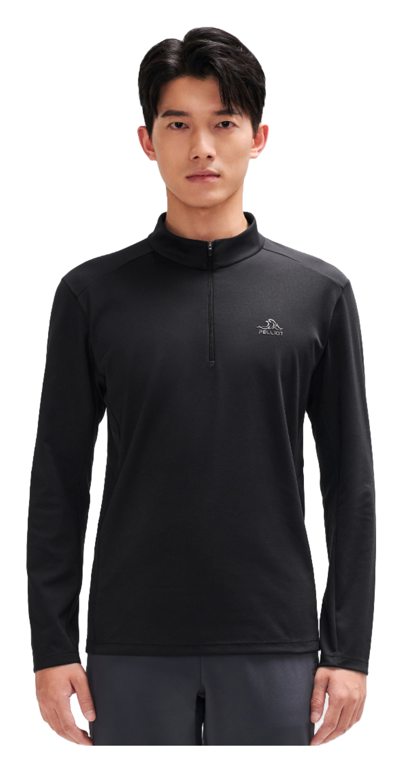 Boxi and PELLIOT outdoor long sleeved Polygiene antibacterial sports elastic top, casual, comfortable, skin friendly, warm, semi high neck sweatshirt, base T-shirt for men  vjsneaker.com