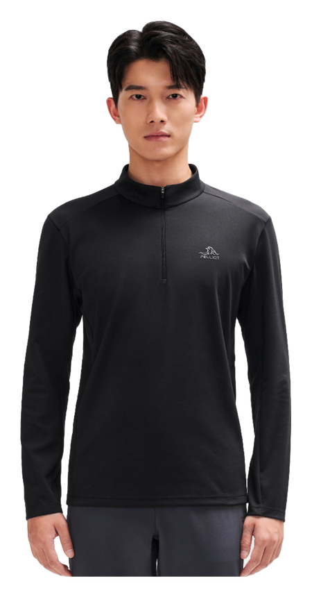 Boxi and PELLIOT outdoor long sleeved Polygiene antibacterial sports elastic top, casual, comfortable, skin friendly, warm, semi high neck sweatshirt, base T-shirt for men  vjsneaker.com