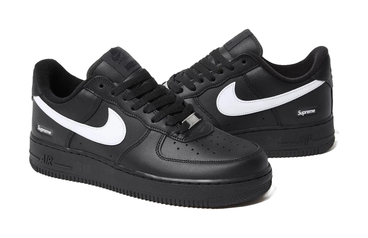 Nike x Supreme Air Force 1 Slip Resistant Abrasion Resistant Low top Skateboard Shoes Unisex Black  vjsneaker.com