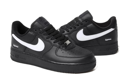 Nike x Supreme Air Force 1 Slip Resistant Abrasion Resistant Low top Skateboard Shoes Unisex Black  vjsneaker.com