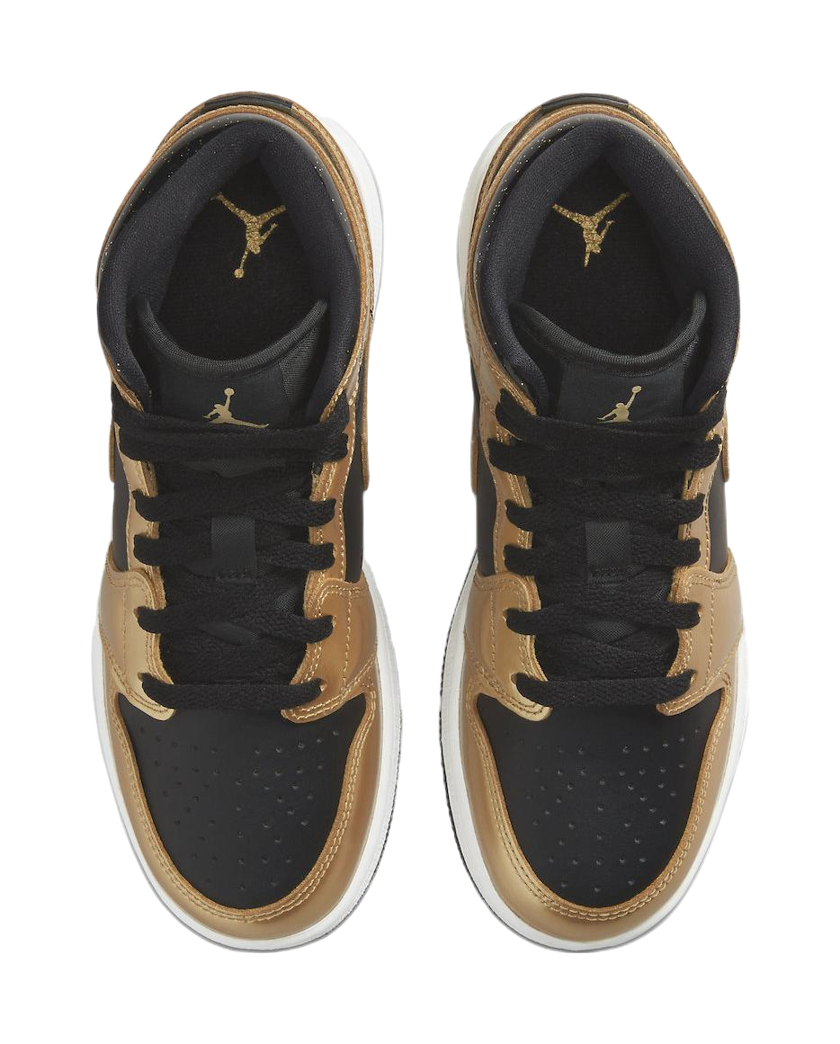 Jordan 1 Mid SE Metallic Gold Black GS  vjsneaker.com