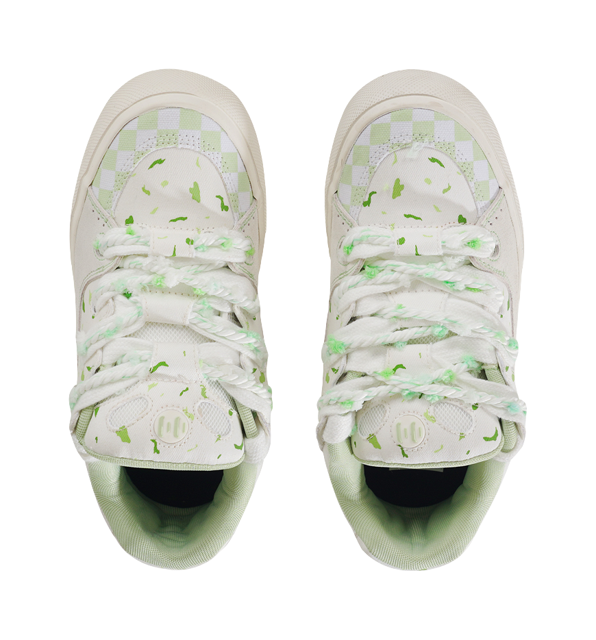 Ollieskate Wear resistant And Lightweight Low Top Skateboard Shoes Unisex White Green 