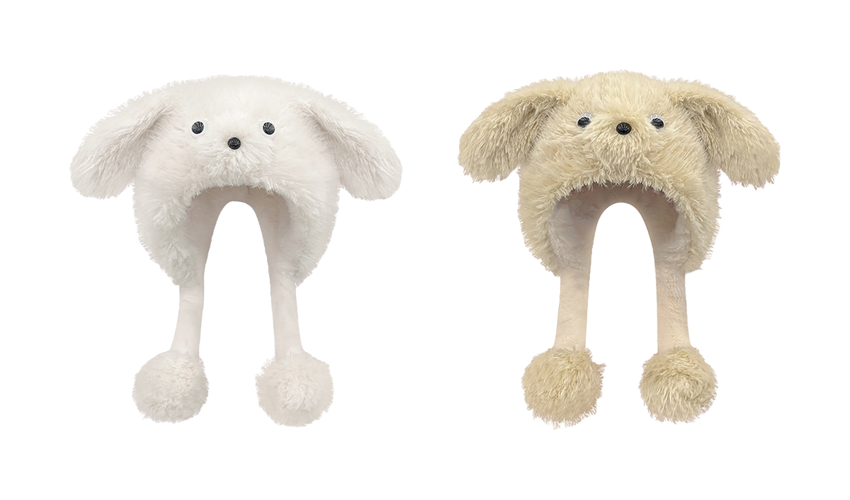 CMFY will move furry little dog ear hat, thick and cute windproof face enhancing little Lei Feng hat, polyester fiber wool hat, unisex couple's style  vjsneaker.com