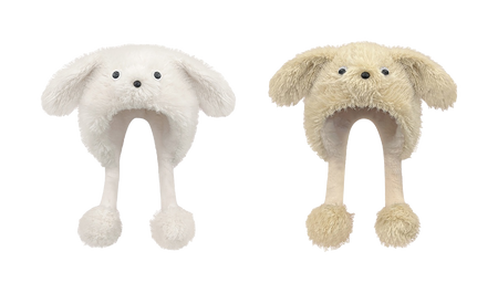 CMFY will move furry little dog ear hat, thick and cute windproof face enhancing little Lei Feng hat, polyester fiber wool hat, unisex couple's style  vjsneaker.com