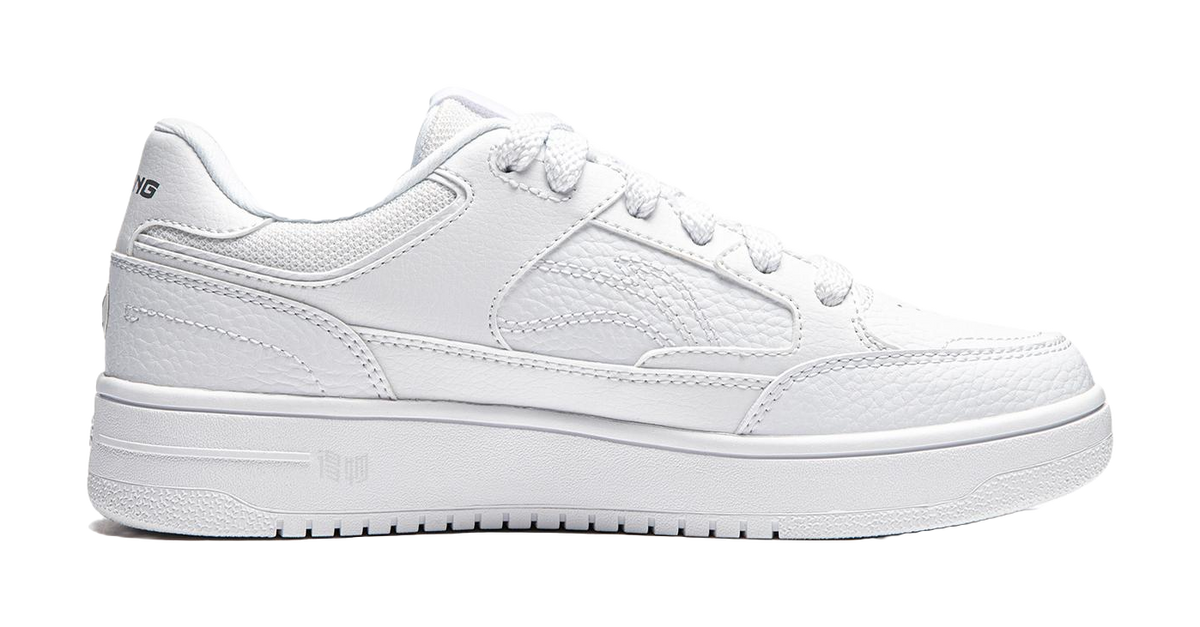Li Ning Tianji Slip Resistant, Abrasion Resistant, Height Increasing Low top Skateboard Shoes Womens Standard White  VJSNEAKER