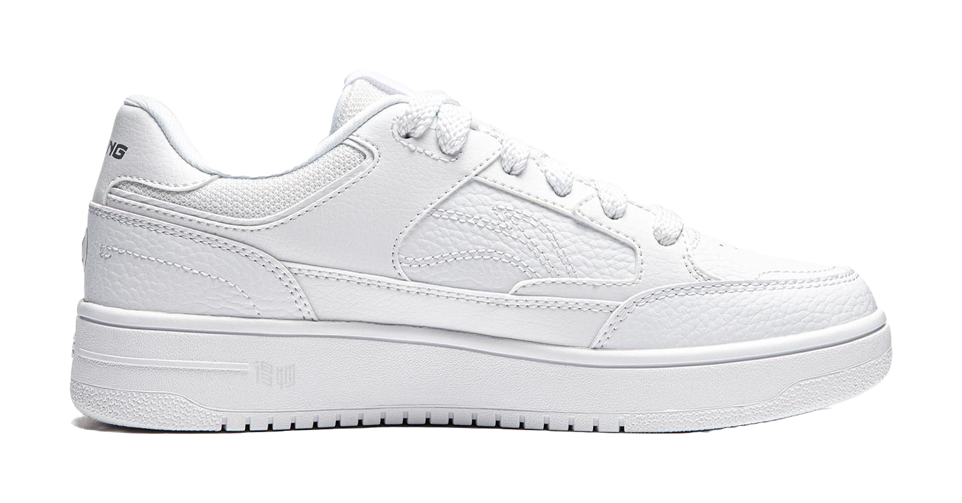 Li Ning Tianji Slip Resistant, Abrasion Resistant, Height Increasing Low top Skateboard Shoes Womens Standard White  VJSNEAKER