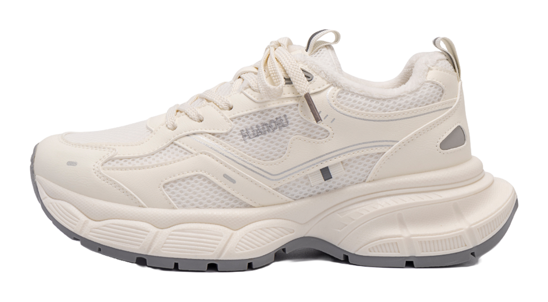 HUANQIU Breathable Coverage, Lightweight, Height Increasing Low top Chunky Sneakers Unisex White Blue 