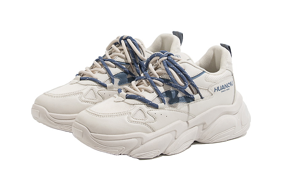 HUANQIU Low top Chunky Sneakers Men's Beige Blue 