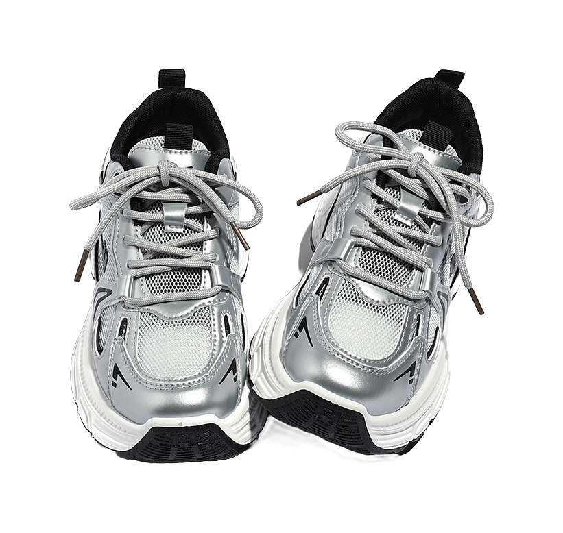 Warrior Cushioning And Breathable Low Top Chunky Sneakers Unisex White Dark Blue 