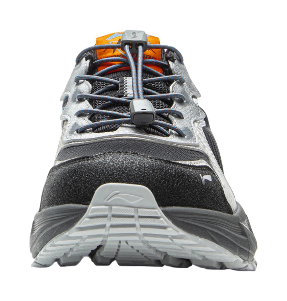 Li Ning Children's Outdoor Synthetic Leather Fashion, Leisure, Versatile, Simple Children's Outdoor Shoes Black and Grey Unisex  VJSNEAKER