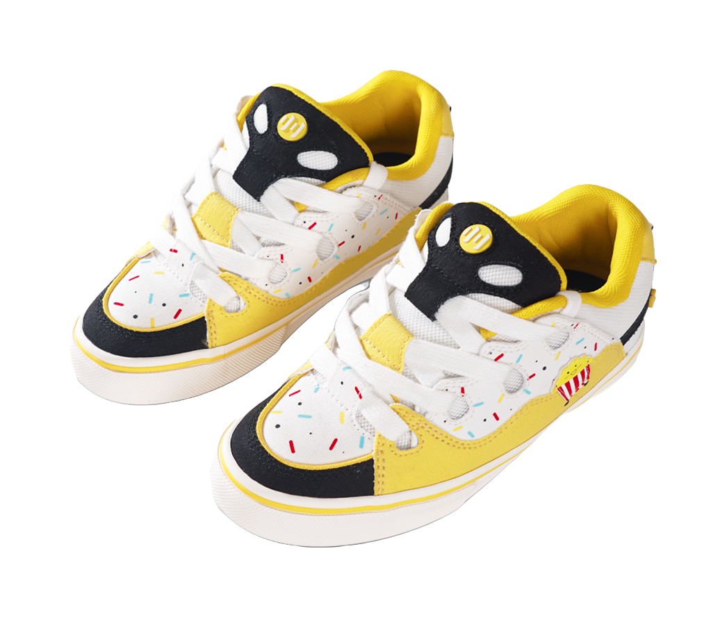 Ollieskate Slip Resistant, Abrasion Resistant, Lightweight Low top Skateboard Shoes Unisex Black Yellow 
