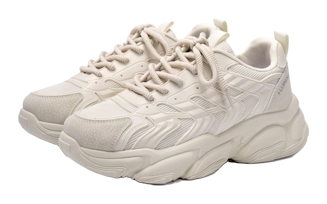 HUANQIU Slip Resistant Coverage Lightweight Height Increasing Low top Chunky Sneakers Men's Black 