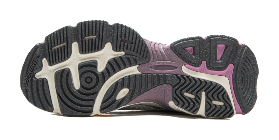 LiNing Star Cushioning Abrasion Resistant Breathable Low Top Chunky Sneakers Women's Ivory Silver 