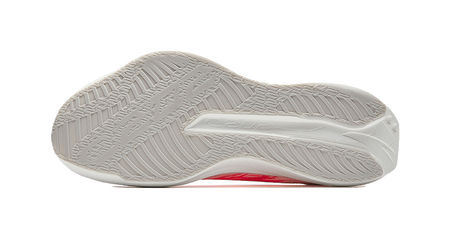 Light gray rubber outsole with textured tread pattern, running shoe bottom
