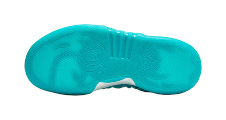 Turquoise basketball shoe outsole with patterned traction tread