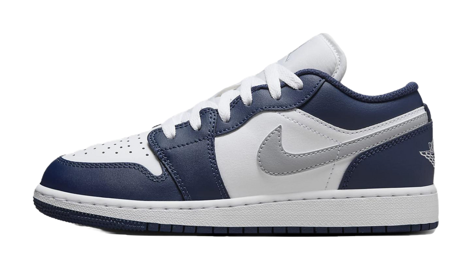 Jordan Air Jordan 1 Slip Resistant Cushioning Abrasion Resistant Low top Childrens Basketball Shoes Gray Blue  vjsneaker.com