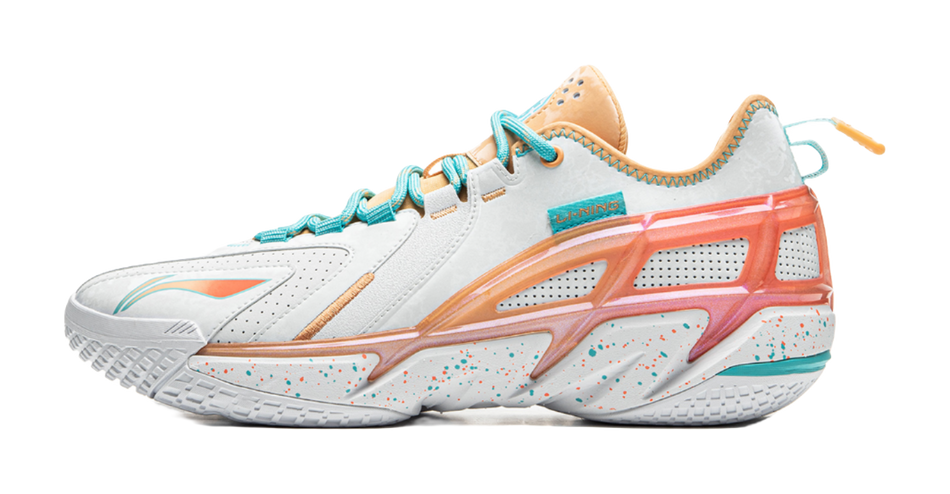 LiNing Anti Wool 4.5 Shock Absorbers Slip Resistant Abrasion Resistant Low Top Basketball Shoes Mens White Orange  VJSNEAKER