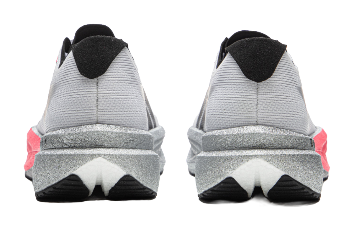 Li-Ning racing running shoe, rear view with black collar, red heel accent, gray sole