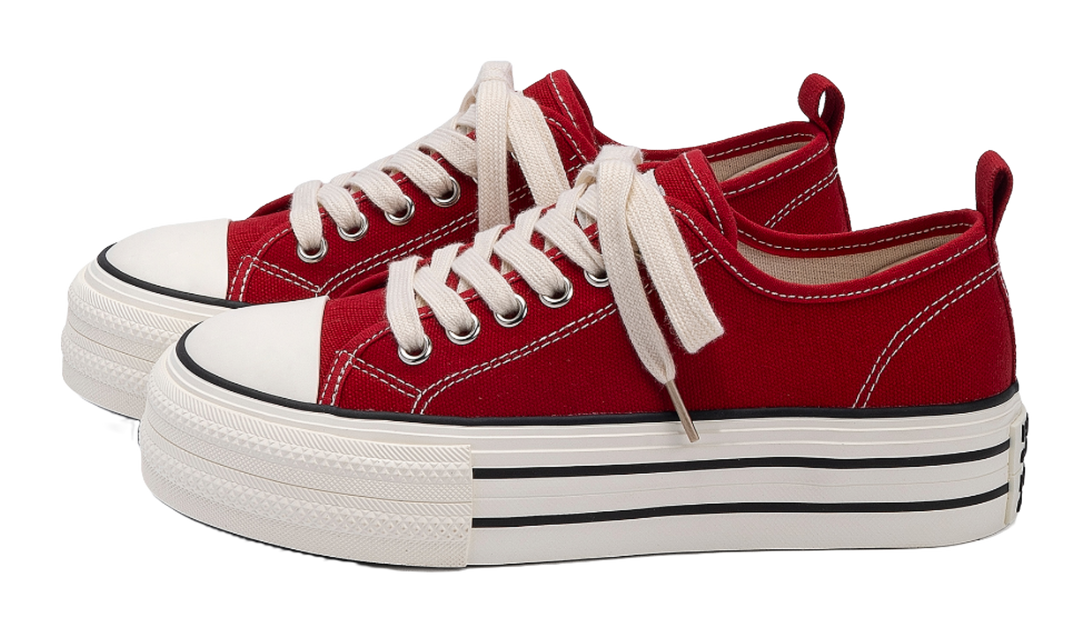 HUANQIU Breathable Lightweight Height Increasing Low Top Canvas Shoes Women's 