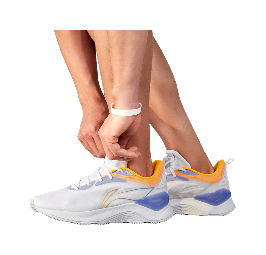 LiNing YueYing Element Cushioning Wear Resistant Rebound Low Top Sprint Running Shoes Men's White Yellow Purple 